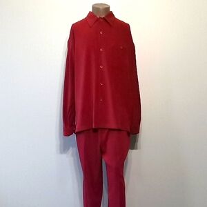 Ultra Suede 2pc Red Shirt and Pants Ensemble by Maltos